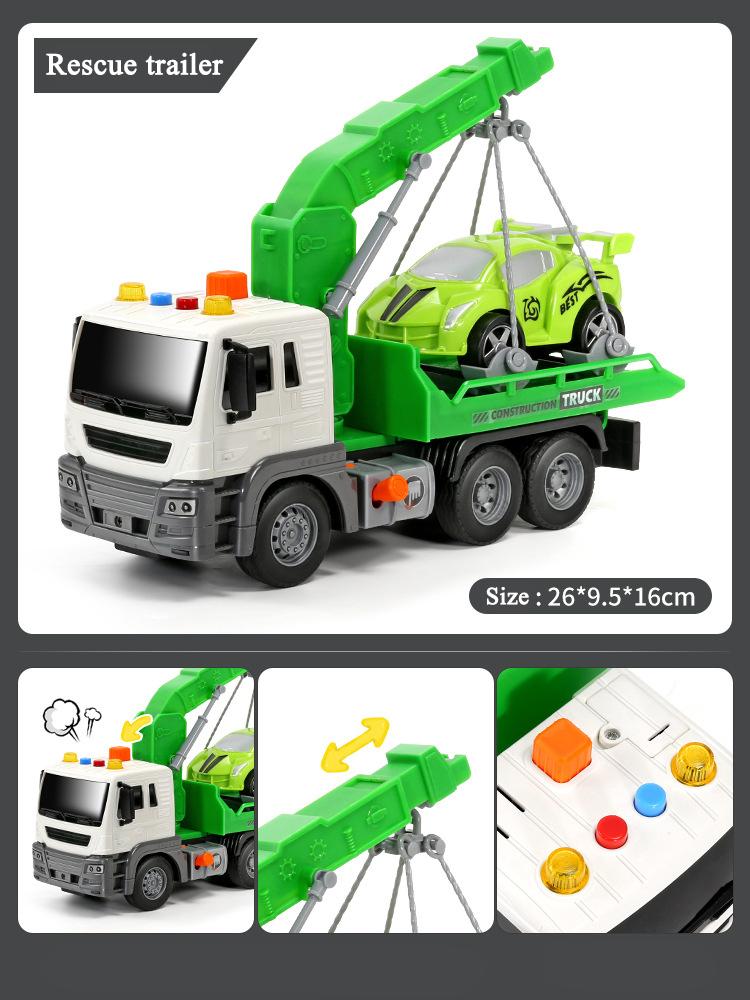 Children's Trailer Toy Transport Flatbed Truck Large Crane Crane Road Rescue Car Boy Car Toy Birthday Gift