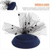 Navy Blue Fascinator Hat with Veil Mesh, Headband and Clip for Women, Dressy Tea Party and Wedding Accessory, Fashionable Cocktail Hat for Special