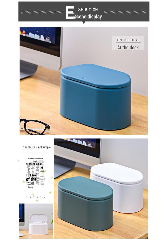 Nordic Eco-Friendly Push-Top Desktop Trash Can with Lid for Living Room