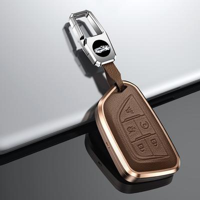 Alloy Leather Car Key Cover Case Shell for Cadillac CT4 CT5 ATS CT6 XT5 ESV SRX STS XTS CT4-V C8 Escalade Corvette Accessories