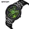 Sanda Men's Creative Wheel Quartz Watch - Trendy Rotating Waterproof Wristwatch