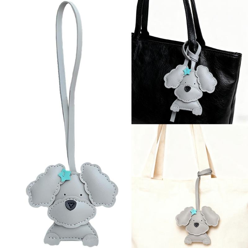 Adorable Curly Dog Keychain PU Leather Bag Charm With Secure Metal Hook For Purse Backpack Decoration Lightweight Design