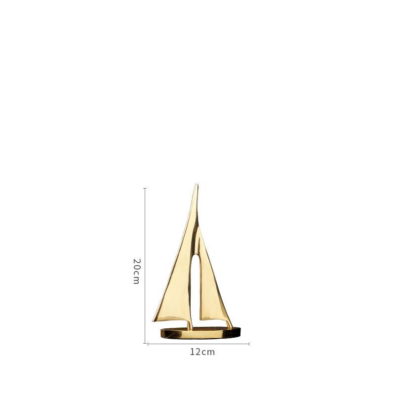 

Smooth Sailing Sailboat Metal Crafts Ornaments Copper Golden Hollow Ship Abstract Geometric Sailboat Sculpture Home Furnishings