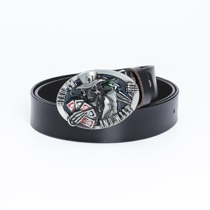 Alloy Belt American Skeleton Playing Card Modeling Belt Fashion Trend Personalized Western Denim Belt