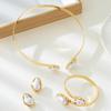 4Pcs Exaggerated Vintage Jewelry Suit Irregular Necklace Bracelet Ring Suit Clavicle Chain Set  Gift