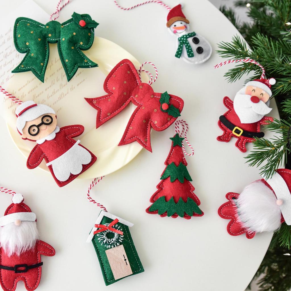 NUCHI Christmas Tree Santa Snowman Bow Pendant Decoration