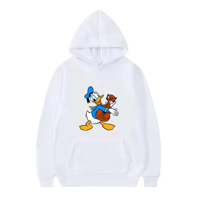 Disney Donald Duck Muster Damen Fleece Sportlich Locker Grau Herbst Oberteile Kleidung Pullover Damen Günstig Y2k Hoodies Herren Sweatshirts