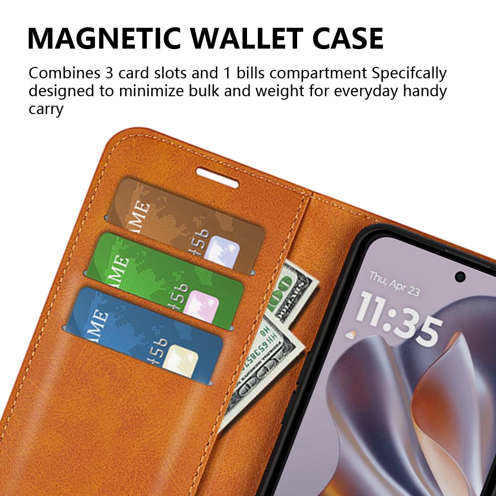 Für Motorola Edge 50 Neo 5G/Moto S50 5G/Thinkphone 25 5G Ständer Hülle Kratzfest Kalbsleder Textur Leder Handyhülle