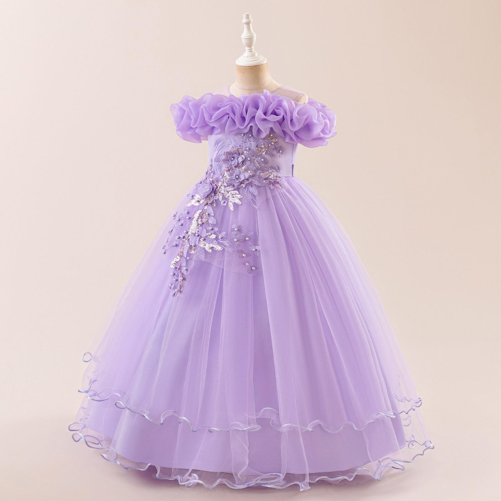 

Платье принцессы для девочек для выступления 140 светло-фиолетовый