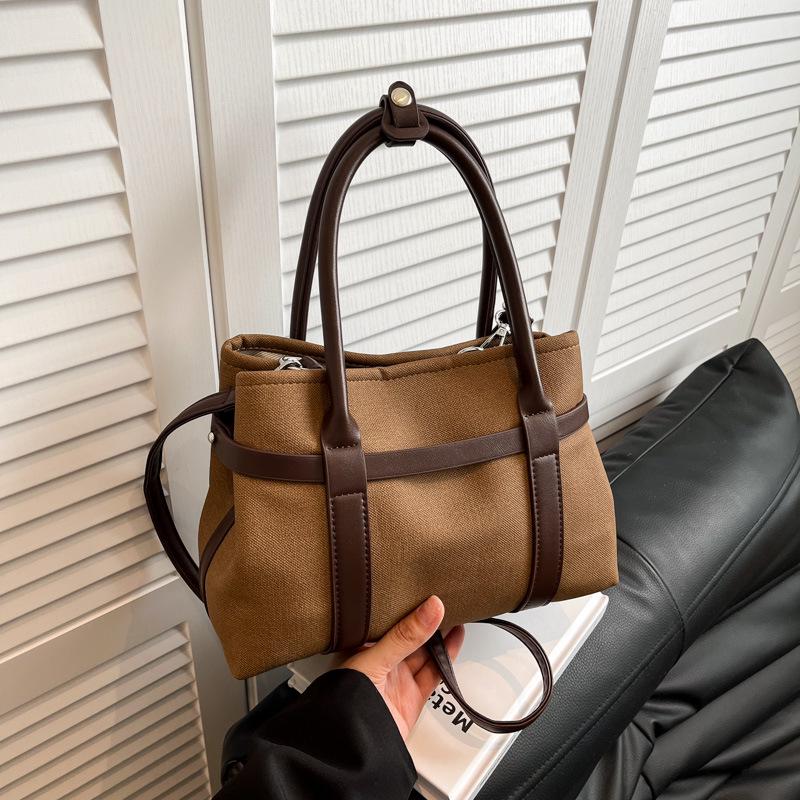 

2025 High-End Retro Patchwork Large Capacity Women s Tote Bag коричневий