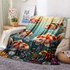 1PC Floral Water Scene Print FlAannel Blanket, High quality Comfortable for All Seasons, Home Decor, Warmth and Comfort