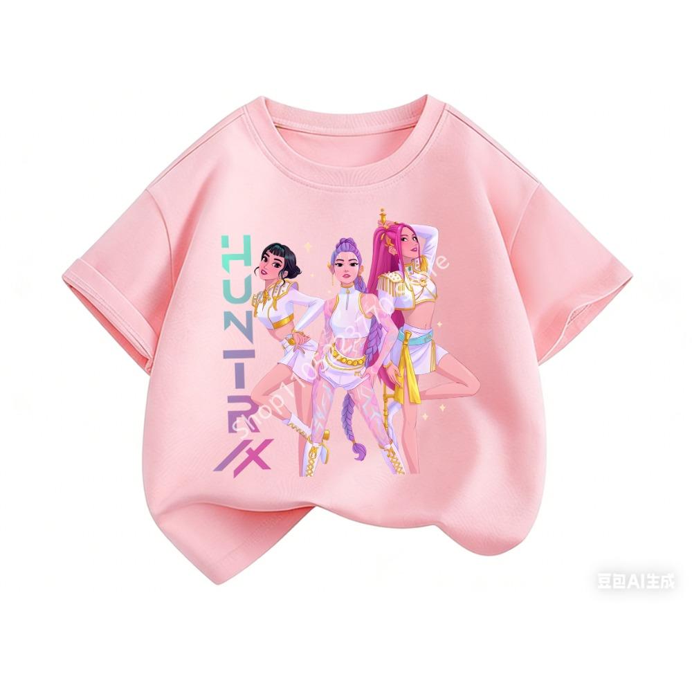 2026 Toddler Girl Clothes Kpop Demon Hunt Ers Cartoon Tee Shirt Funny Gift for Fans Harajuku Cool Kids T-shirts Summer Tops