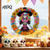 Versatile DIY Window Paster Day of the Dead Sugar Skull Lady Static Cling Día De Los Waterproof PVC Clings Muertos Sunflower Wreath Glass