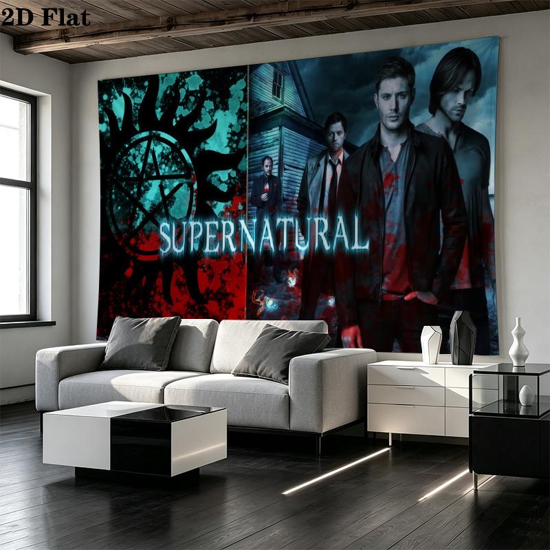 Supernatural Brothers Wall Tapestry Aesthetic Wall Hanging Printed Fabric Blanket Decorative Tapestries for Bedroom Living Room Home Decor