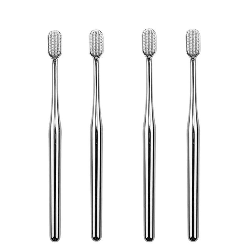 1-4pcs Luxury Soft Toothbrush Men Women Adult Tooth Brush Gold Silver Dental Brushes Elegance Gentle Toothbrushes Drop Shipping