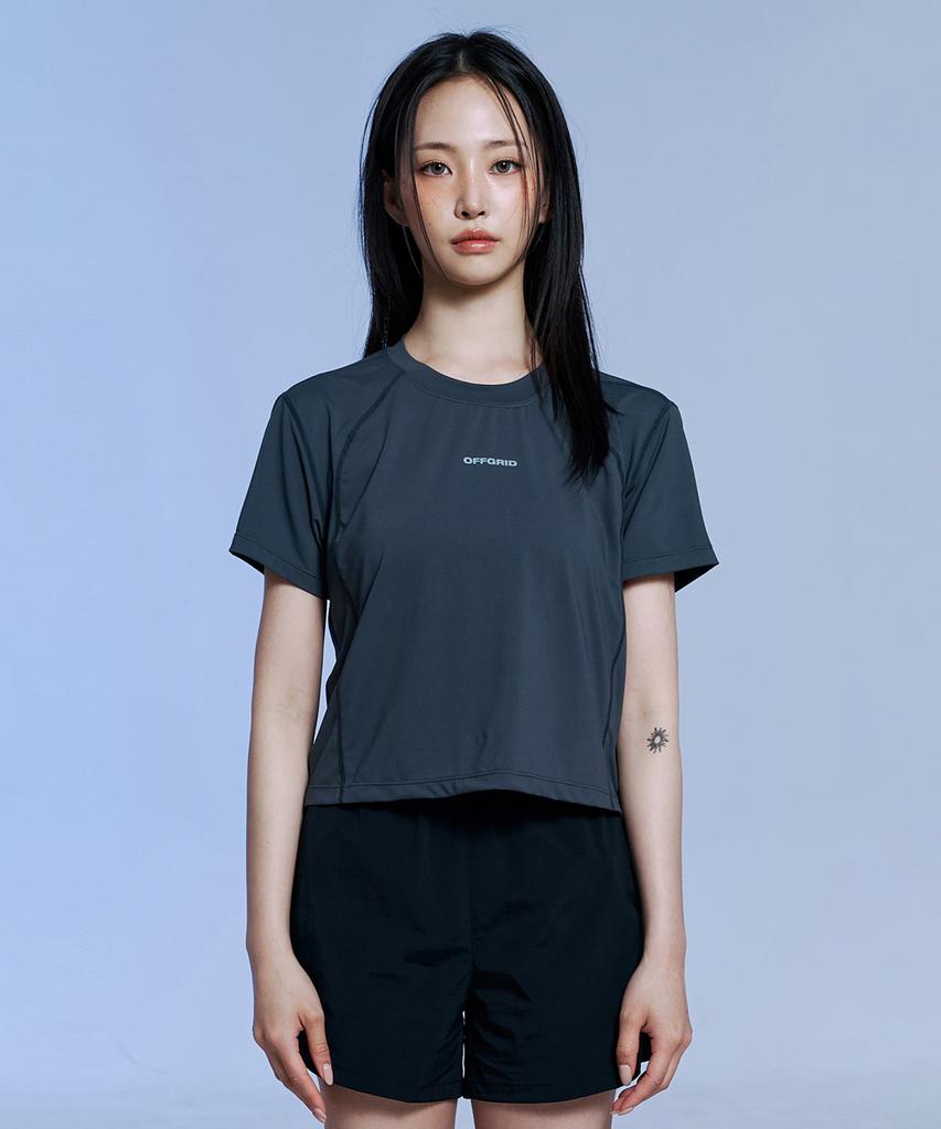 OFFGRID W Coulier Askin Crop Short Sleeve T-Shirt - Charcoal