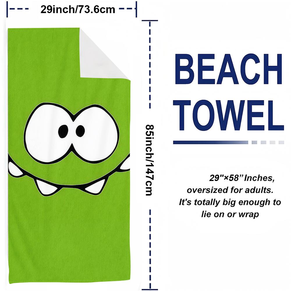 Green Cartoon Face Microfiber Beach Towel Quick Dry Sand Free Oversized Soft Absorbent Bath Towel for Swimming Pool Travel Gym
