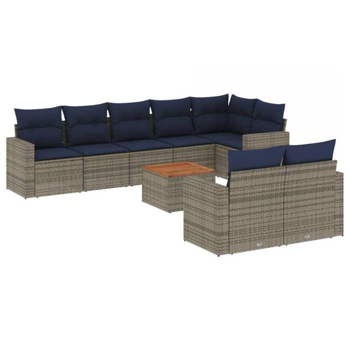 VidaXL Garden Lounge Set with Cushions 9 Pcs, Patio Sofas, Furniture Set, Outdoor Terrace Furniture, Grey 3256544