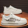 New Shoes for Men Leather Casual Shoes Trend Checked Flat Skateboard Shoes Youth Cool Lace-up Sneaker