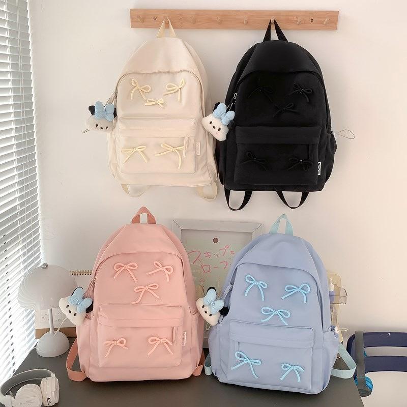 Schoolbag College Student Backpack Junior High School Student Computer Bag Korean Version Simple Girl Bow School Bag Large Capacity Backpack Female