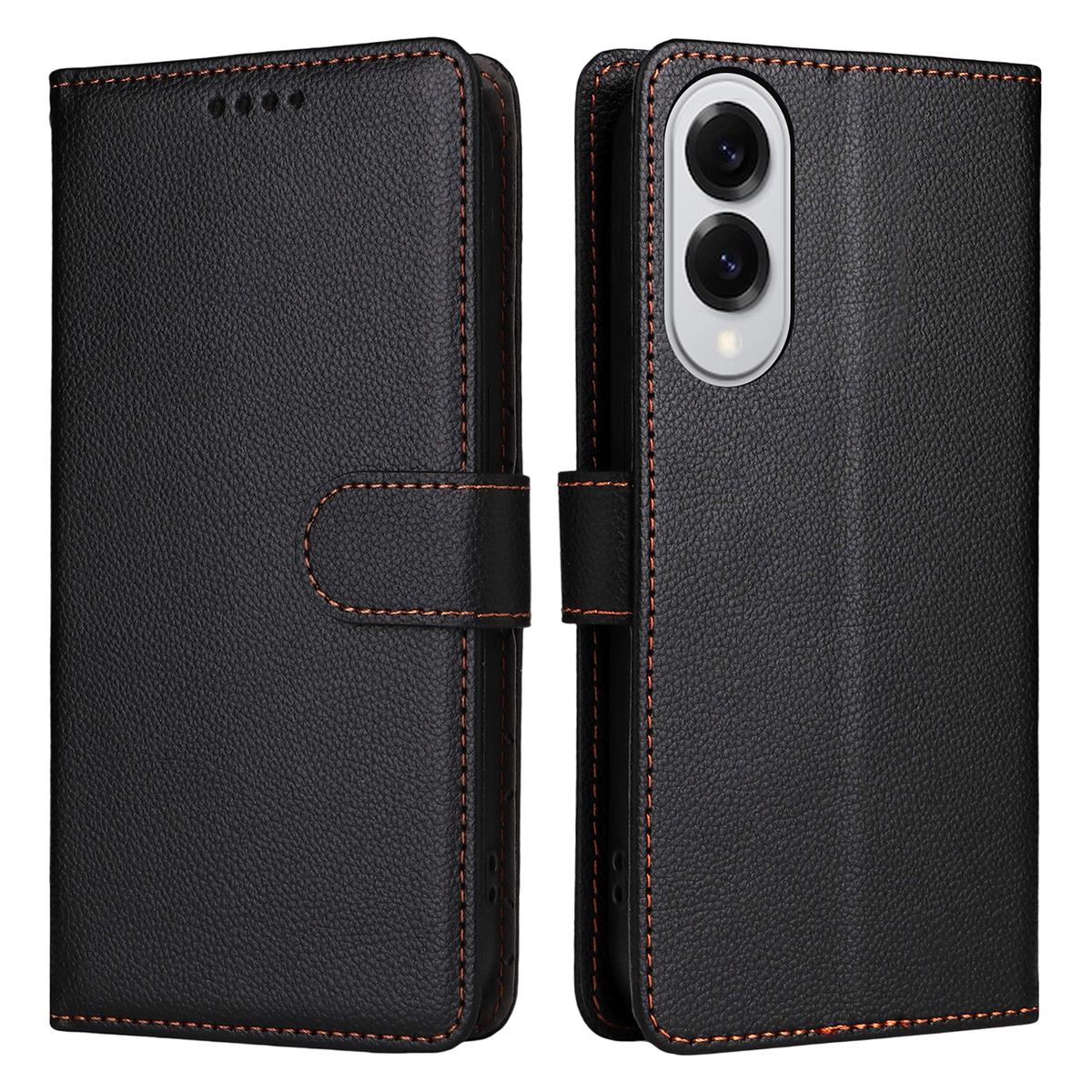 

For Samsung Galaxy S25 Edge Case RFID Blocking 3 Card Slots PU Leather Phone Cover with Wrist Strap D