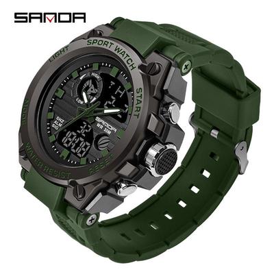 Sanda Men's Multifunctional Dual Display Luminous Waterproof Sports Watch for Teens