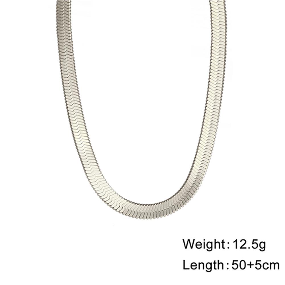 Simple Snake Chain Gold Necklace Unisex Fashion Jewelry Popular Collarbone Chain