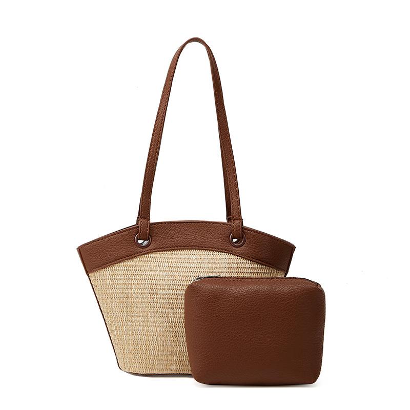 Vintage Straw Bag Handbag Women's Vacation Beach Style Casual Versatile Vegetable Basket Niche Shoulder Bag
