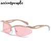 Semi-Rimless Cat Eye Sunglasses Women  Luxury Brand Designer Trending Sports Y2K Punk Sun Glasses For Ladies Shades Eyewear