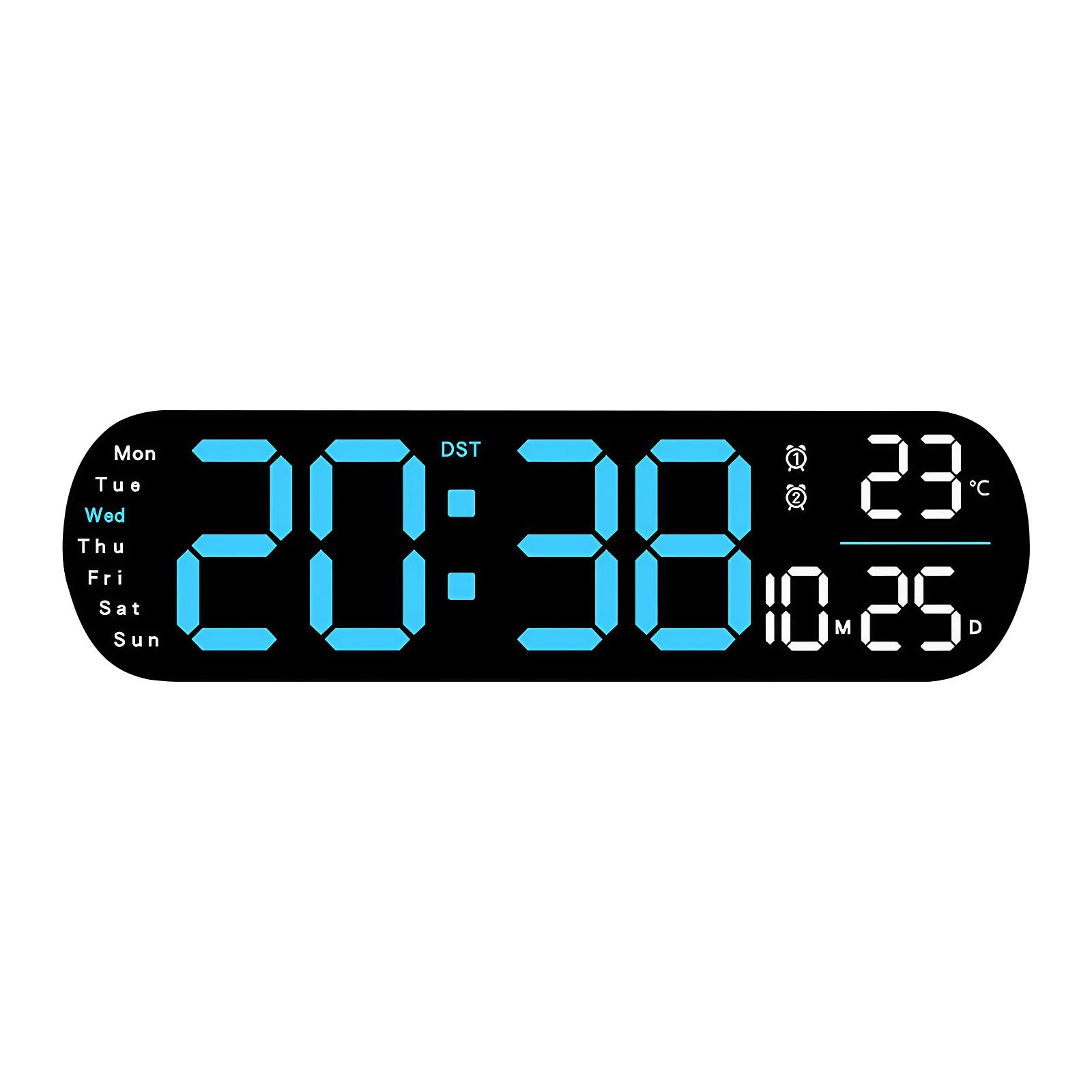 Digital Wall Clock W/ Night Light LED Alarm Clock Large Display Digital Clock for Living Room Bedroom Office Wall Decor синий