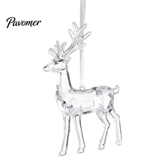 Durable Acrylic Hanging Decors Faux Crystal Christmas Ornaments, Clear Reindeer/Bell/Wreath/Wine Glass Winter Modern Holiday Ornament Collection