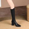 Fashion New Retro Brown Plush High Barrel Boots with Thick Heels and Elastic Leg Slimming Boots for Women