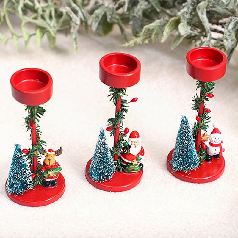 1PC Christmas Trees Festival Red Tabletops Candlestick Decorations Resin Gift Christmas Ornaments Atmosphere