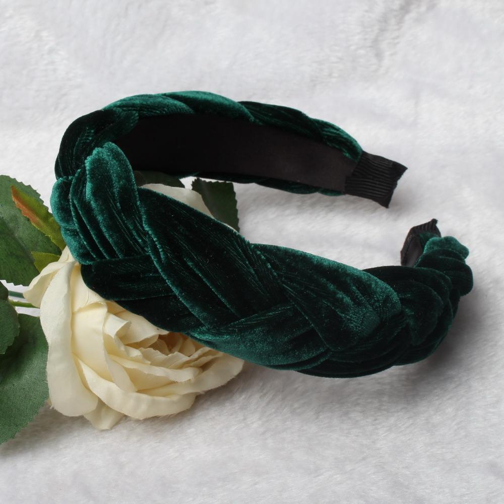 Oversized Plaited Velvet Headband For Women Ladies Wide Hairband Solid Color Braid Hair Loop Retro Twist Turban Hair Accessories