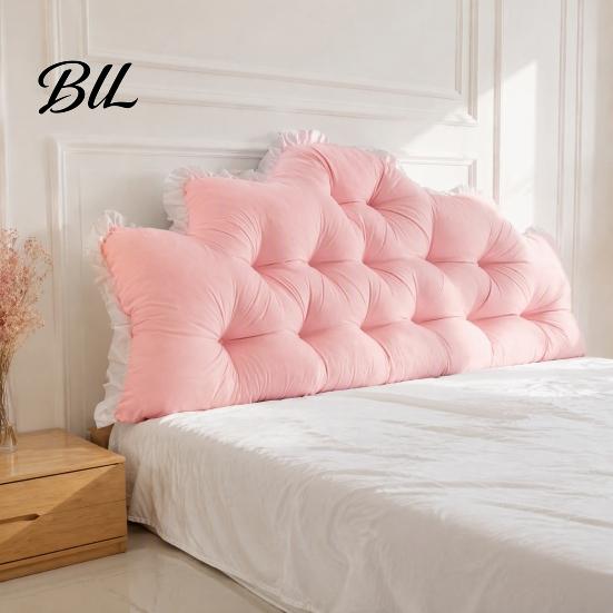 Wedge Pillow for Bed Headboard Cushion with Ruffle Trim, Dorm Pillow, Crown Shape, Comfortable Support College Bedroom Decor, Reading Back Window Seat