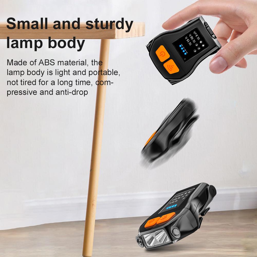 Mini Headlight Outdoor Clip Hat Light Headlight USB Charging Smart Sensor Waterproof 90° Rotation Fishing Cap Lamp Head Lamp