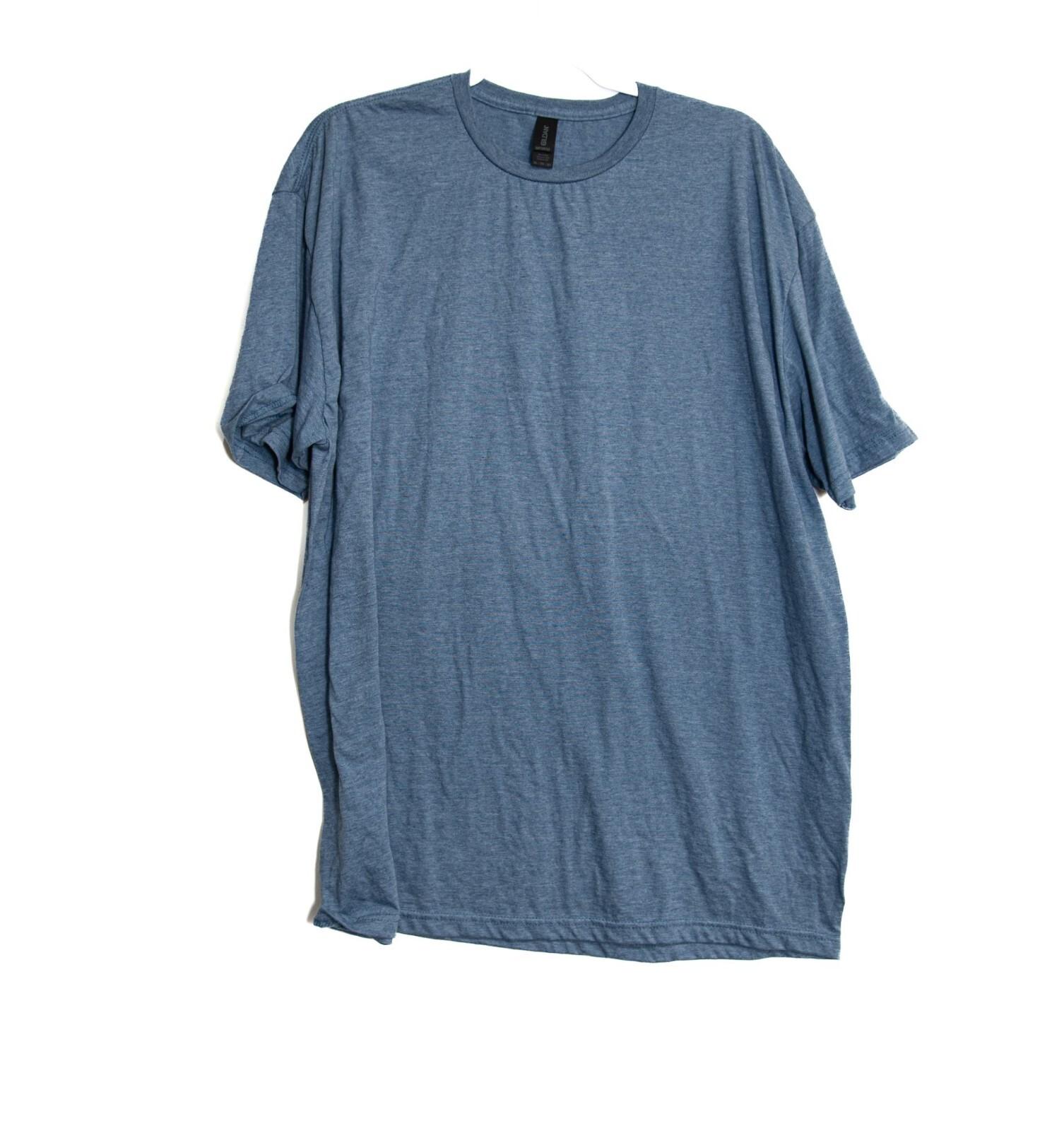 Gildan Softstyle Heather Blue T-Shirt 2XL Cotton Blend Short Sleeve Crew Neck S
