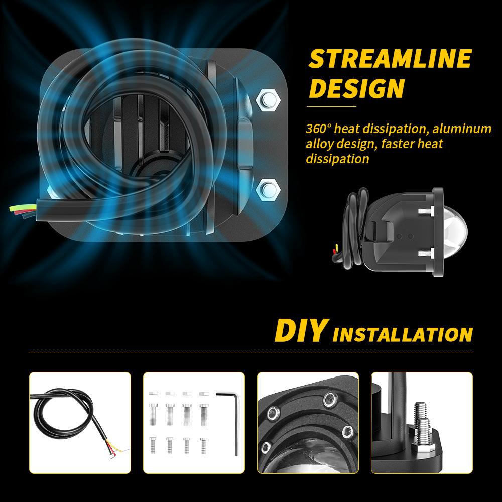 2PCS 3" Car LED Work Light White Yellow Flush Mount Driving Light Fog Lights