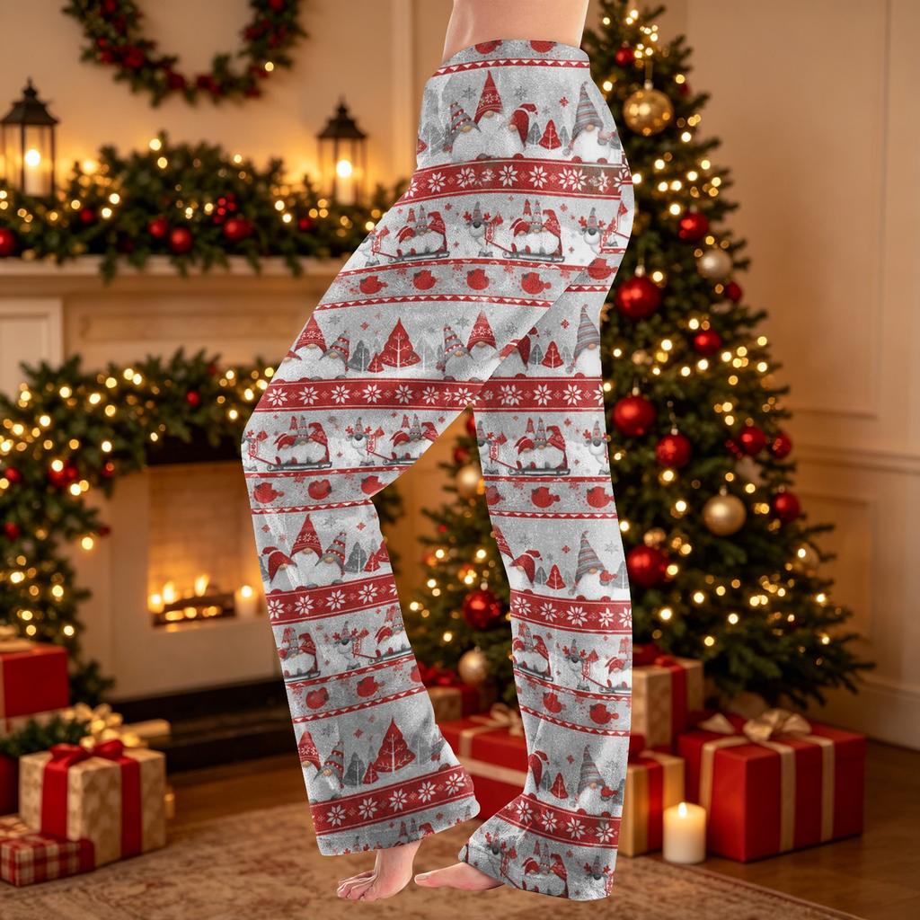 Women's Flannel Christmas Print Pajama Pants, Comfortable Warm Sleep Pants