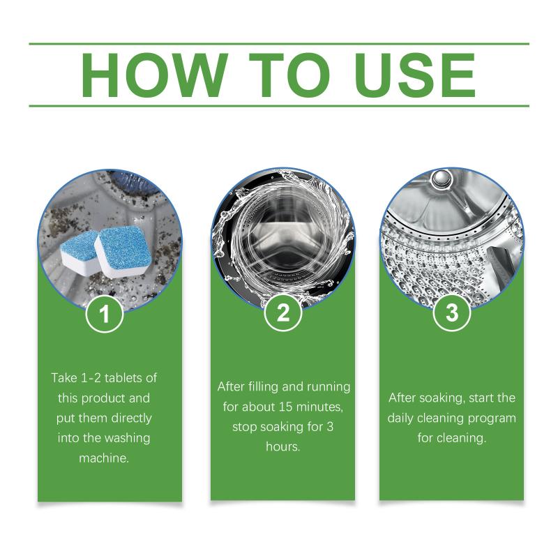 Washing Machine Stain and Odor Remover Tablets Effervescent Deep Cleaning for Universal Washer Maintenance Home Use