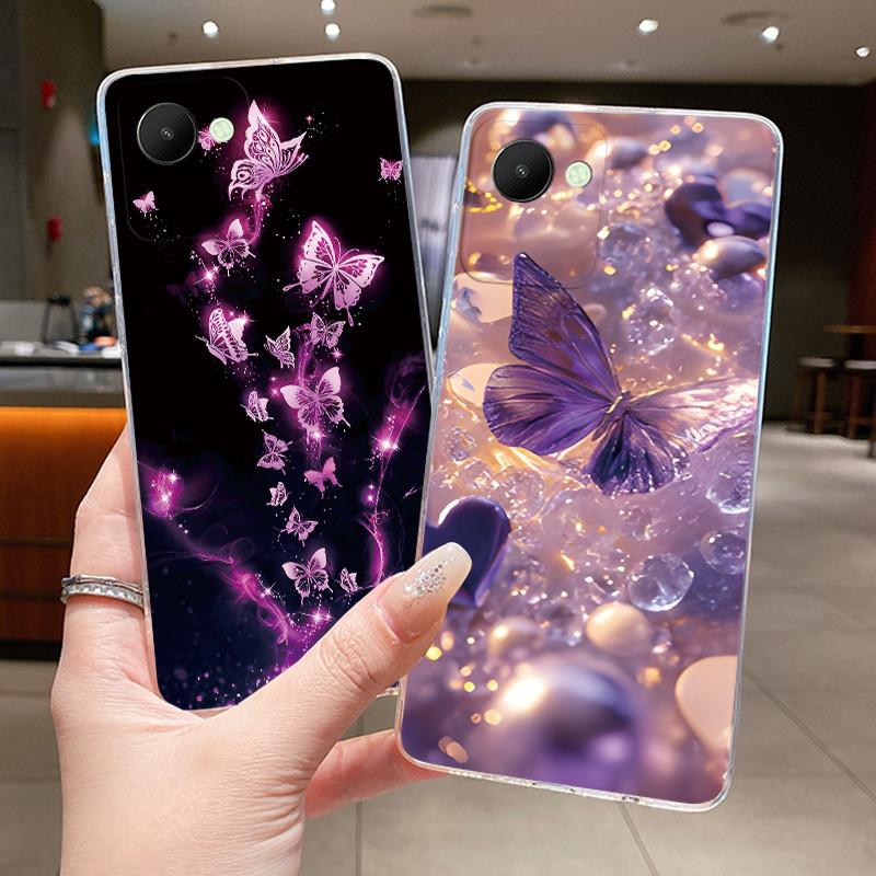 Case For oppo Realme C30 Capa Coque For Realme C30s Flower Butterfly Phone Cases Funda Soft Silicone Transparent TPU Jelly Cover