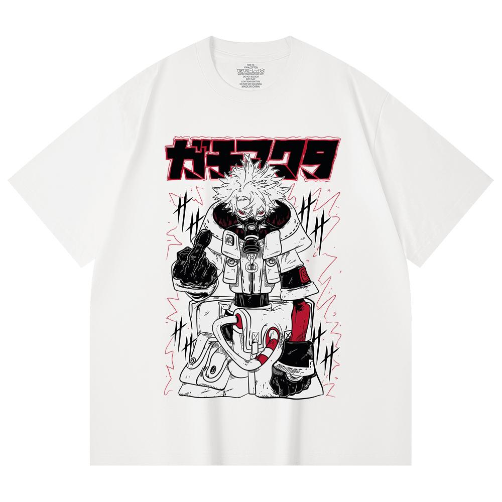 230 Gsm 100% Cotton Gachiakuta V5 Rudo White Print Unisex Heavy Cotton T Shirt