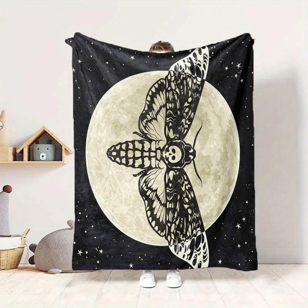Moon Moth Flannel Blanket Throw Blanket Soft Warm Sofa Bed Camping Car home Decor Unique Christmas Gift C930704