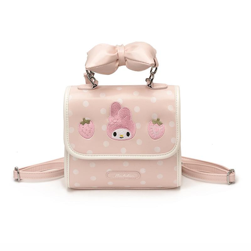 Schoolbag New Girls Backpack Cartoon Cute Casual Small Backpack PU Bow Wear-resistant Commuter Storage Bag