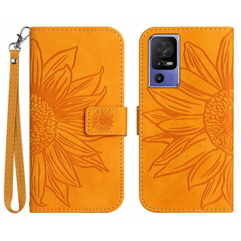 For Infinix Hot 12 Mobile Phone Leather Case TCL 40SE Frosted Sunflower Card Holder Protective Case