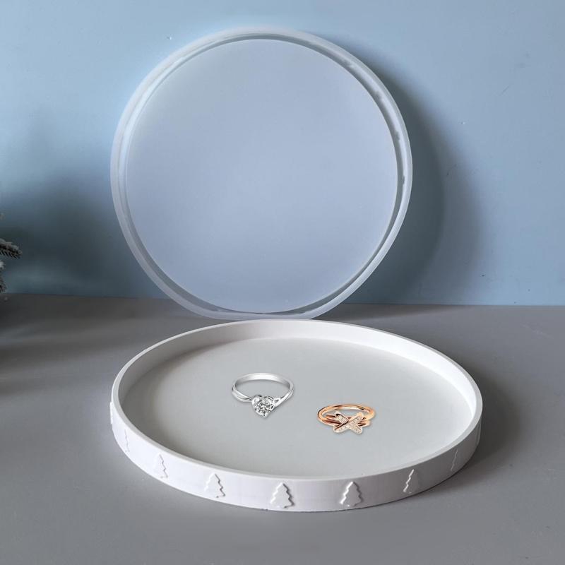 Resin Tray Mold Jewelry Tray Mold Silicone Coasters Mold Round Epoxy Mold for Casting Dish Storage Home Decors Art Craft