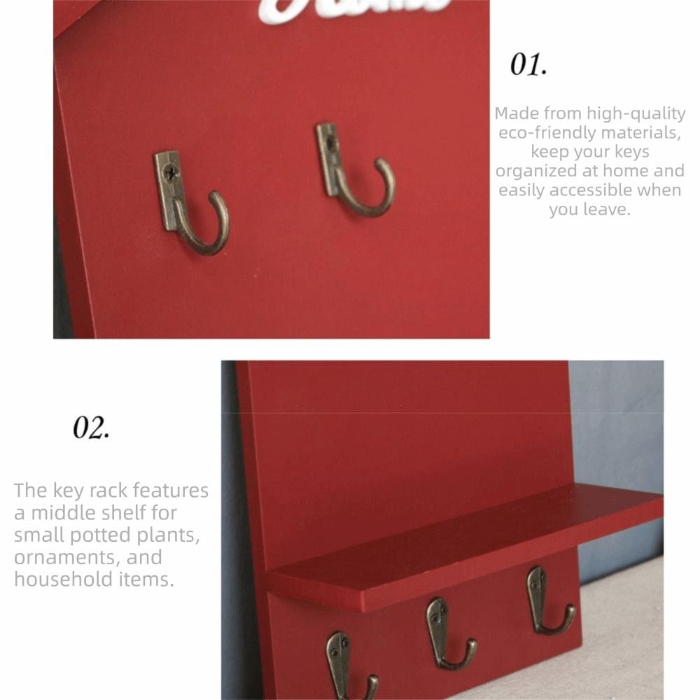 5 Hooks Doorway Storage Rack Handmade Hanging Key Holder Creative Keys Organizer Apartment