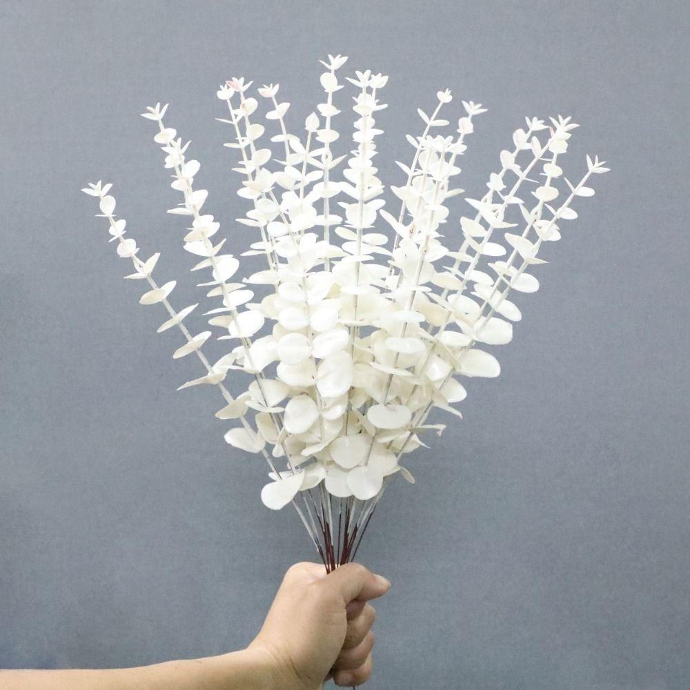 10Pcs/set Plastic Artificial Eucalyptus Leaf Simulation Fake Eucalyptus Plants   Wedding Decor