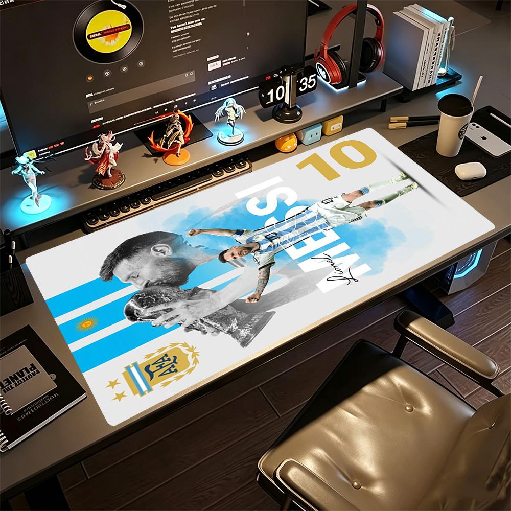 Football Messi Large Mouse Pad Keyboard Pad Computer Desk Mat Non-Slip Rubber Base Office and Gaming Desk Decoration