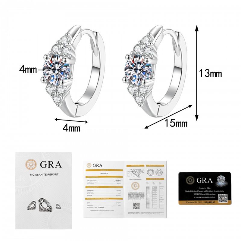 Minimalist Starry Sky Moissanite Stud Earrings Women Sterling Geometric U-Shaped Lightweight Luxury Ear Jewelry 925 Sterling Silver